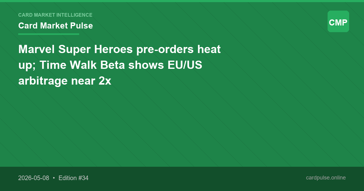 Marvel Super Heroes pre-orders heat up; Time Walk Beta shows EU/US arbitrage near 2x